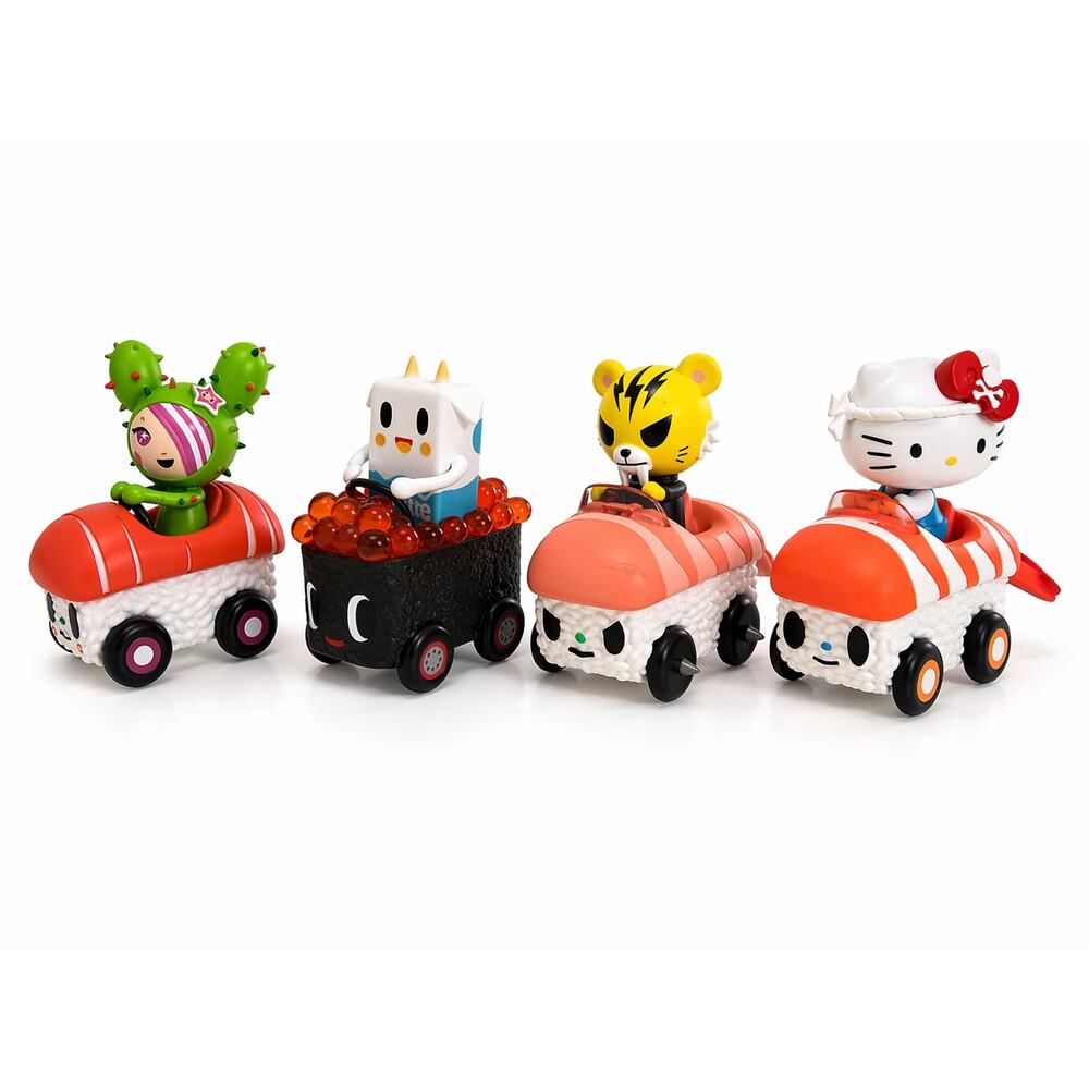 tokidoki Sushi Cars Lot Of 4 Figures Hello Kitty Tiger Kawaii Toys